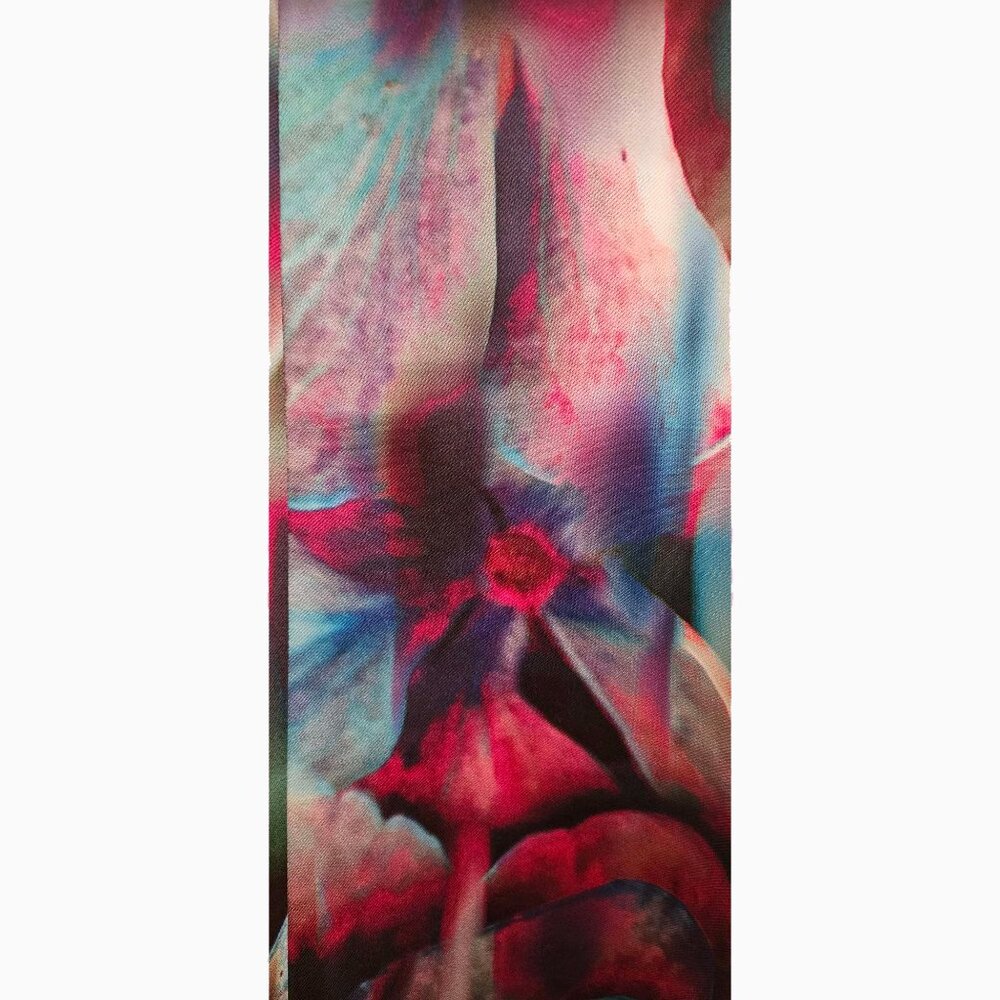 Emporio Armani Abstract Floral A-Line Dress in Burgundy, Pink, Blue - Picture 7 of 7